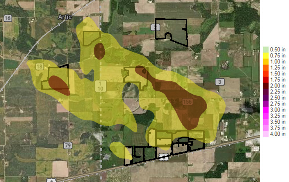 Farm Boundaries Hail Event Map